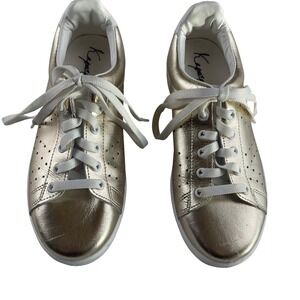 Kaporal Shoe Women Gold Metallic Leather Perforated Lace Up Sneakers Size 37 US6